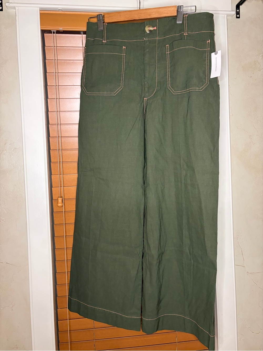 Maeve Colette High Rise Olive Green Wide-Leg Pants